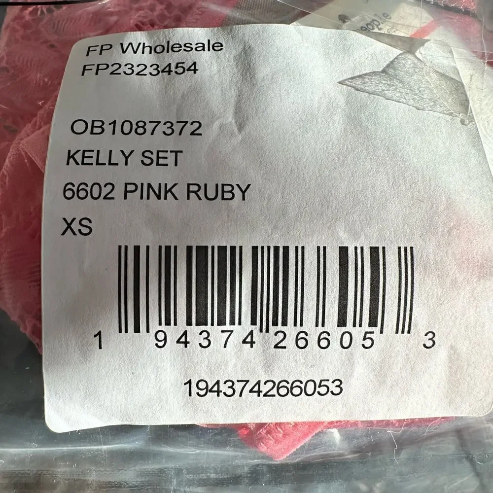 NWT FREE PEOPLE Kelly Bralette Panty Set - Lace Pink - Intimate - Size XS